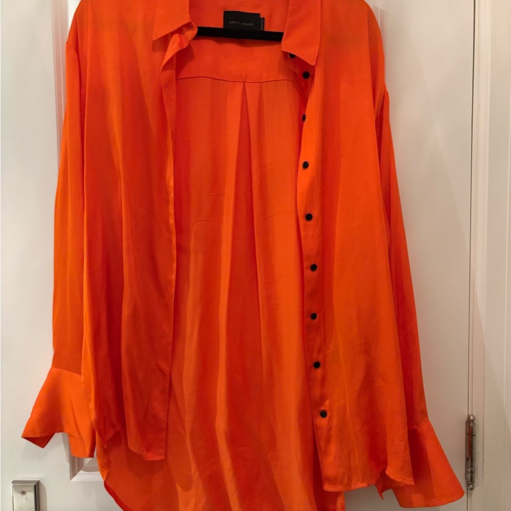Women's Orange Button Down Shirt